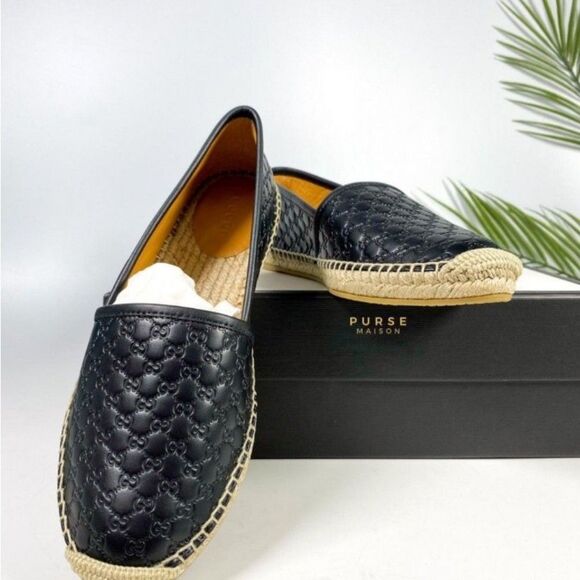 NIB Gucci Black GG Guccissima Leather Espadrille - Picture 1 of 16